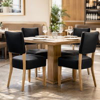 Chaise de salle à manger moderne en similicuir noir rembourrée avec structure en bois massif, chaise de restaurant pour hôtel, bistrot, café, mobilier d'hôtellerie