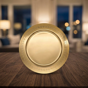 Luxury Gold Charger <b>Plate</b> Round Metal <b>Decorative</b> Serving <b>Plate</b> for Wedding Banquet Dining Table and Home Decoration - Product Image 1