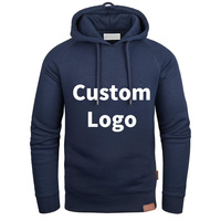 Sweat à capuche Premium Richker personnalisé, brodé, à manches longues, coupe ample, avec poche, bleu foncé, en mélange de coton doux, vêtement de sport