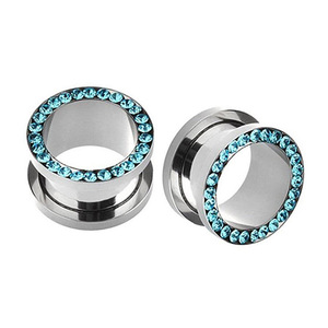 Цветные хрустальные тоннели для ушей из нержавеющей стали |   Серьги-двойные гаражные плаги с радужным дизайном для пирсинга - Product Image 3