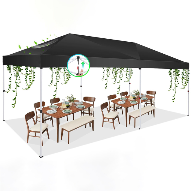 Pop up Canopy - Outdoor Patio Portable Canopy Tent Heavy Duty for Backyard and Deck Black 10x10