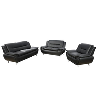 Ensemble de canapés modulaires en cuir PU noir pour salon moderne de luxe, 1/2/3 places, meubles pour la maison, le bureau ou l'hôtel