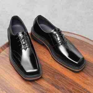 Zapatos de cuero cuadrados con cordones estilo Old Money para oficina y carrera, mocasines británicos de ante de becerro, transpirables y ligeros para verano. - Product Image 6