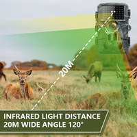 Caméra de chasse WiFi avec application, étanche IP66, 60MP, 4K CMOS, 46 LED infrarouges, vision nocturne, 6 mois d'autonomie, écran 2 pouces, pour animaux