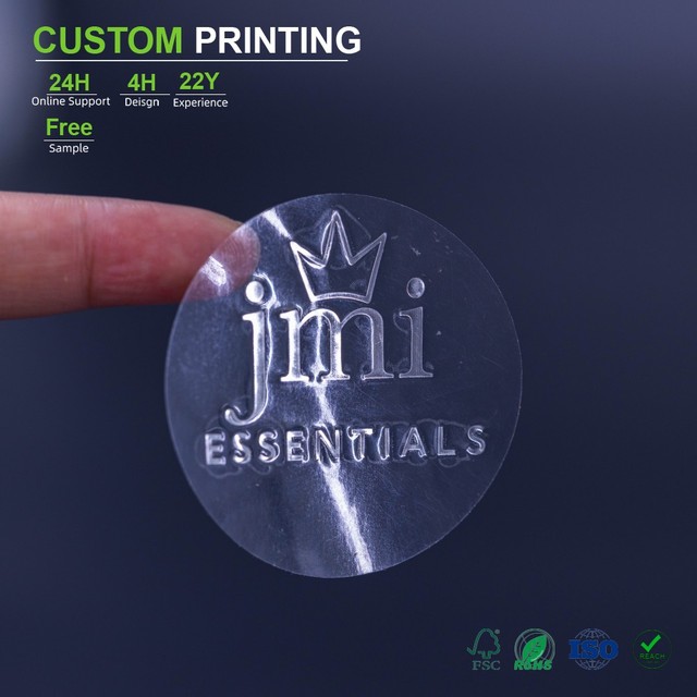 Clear Custom Luxury Brand Waterproof Round Custom Shape Transparent Vinyl Sticker Labels for Cosmetic Products Packaging