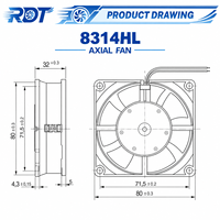 Ventilateur axial DC 8314HL 24V 4.3W 4200RPM 8032 80x80x32mm à roulement à billes pour refroidissement de module onduleur et armoire de commande – Pièce de rechange