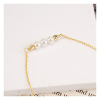 À la mode En Gros 925 En Argent Sterling Fine Jewelry Plaqué Or Naturel D'eau Douce 3 Perle Lien Chaîne Bracelet Cadeau Occasion