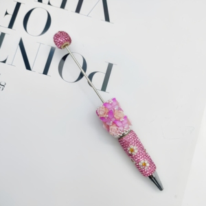 Stylo bille rotatif de luxe, orné de perles et entièrement serti de diamants, avec motif <span class=keywords><strong>papillon</strong></span>, rose et marguerite, au design élégant - Product Image 6