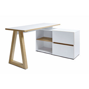 Fábrica china, venta al por mayor, escritorio de computadora de esquina con 2 cajones, mesa de escritura en forma de L de madera con almacenamiento - Product Image 1
