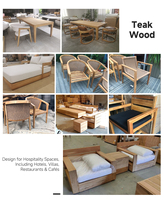 Juego de Sofás Modernos para Jardín de Madera Poly Teak con Cojines, Sofá Cama Seccional para Sala de Estar, Muebles de Exterior