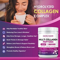 Poudre de collagène multi-peptides naturelle OEM, 5 peptides hydrolysés, vitamine C, acide hyaluronique pour une peau anti-âge, des cheveux et des ongles forts