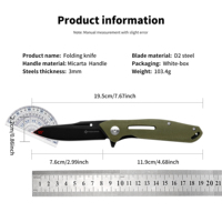 Couteau de survie tactique pour le camping en plein air, lame en acier D2 personnalisable OEM Yeehand, lame tranchante, manche en micarta
