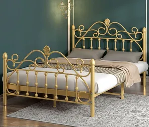 Estrutura de cama de casal moderna Nordic, luz ecológica, luxuosa, com desenho em ferro, aplicável em quartos de 1-1.8 metros, ideal para adultos