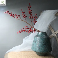 Penjualan Laris 72CM Ranting Holly Berry Buatan 9 Cabang dengan Buah Berry Merah dari Busa untuk Dekorasi Natal.