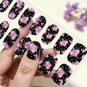 16 autocollants/feuille pour ongles en gel colorés, bandes de vernis à ongles à couverture complète, motifs floraux, longue durée, sans cuisson, <span class=keywords><strong>d</strong></span>écalcomanies pour ongles - Product Image 1