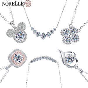 Collar de Trébol de <span class=keywords><strong>Cuatro</strong></span> Hojas de Plata 925 de Alta Joyería NORELLE a Precio de Fábrica al por Mayor para Mujer Collar de Moissanita de Mickey de <span class=keywords><strong>Disney</strong></span> - Product Image 1