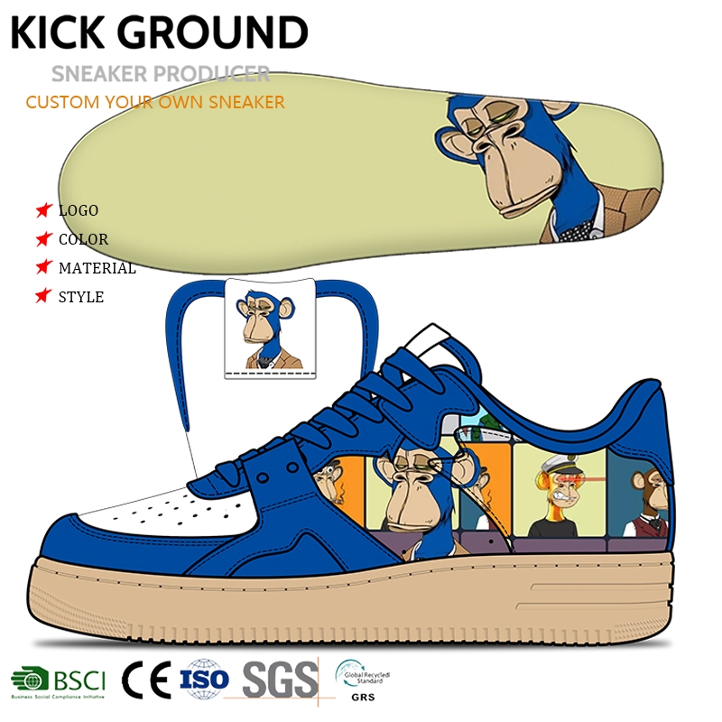 Kick Ground produsen Cina OEM ODM Layanan Desain Logo untuk kaus kaki Sneakers tas topi pakaian pembuat sepatu kustom Multi gaya