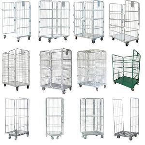Chariot à <span class=keywords><strong>cage</strong></span> en acier de roulement pliable de logistique industrielle d'approvisionnement d'usine pour le stockage et la protection logistiques d'entrepôt - Product Image 6