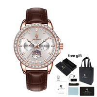 Montres à mouvement quartz Gohuos 9813 pour hommes et vente en gros de montres-bracelets d'affaires étanches à bracelet en cuir avec aiguilles lumineuses pour hommes
