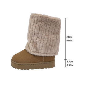Bottines tendance d'hiver pour femmes, bottes en fourrure, plateforme, semelle épaisse, imperméables, bottes de neige pour femmes, doublées de polaire, chaudes, pour l'extérieur - Product Image 6