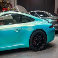 Película de Vinilo para Automóviles PET PPF de Alto Brillo, Color Azul Atardecer Metálico Dorado, Vinilo para Envolver Automóviles, Alta Visibilidad, Gráficos con Logotipo, Cambio de Color, Adhesivos para Automóviles