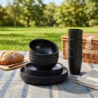 Lot de 16 pièces de vaisselle en paille de blé pour 4 personnes, réutilisable, sans BPA, assiettes, bols et tasses de camping en gros