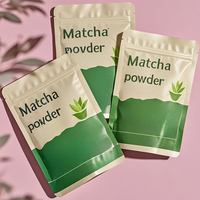 Bolsa plana personalizada a prueba de humedad a prueba de sol con tres sellos laterales y cremallera para polvo de Matcha orgánico, bolsa de Mylar en polvo instantáneo