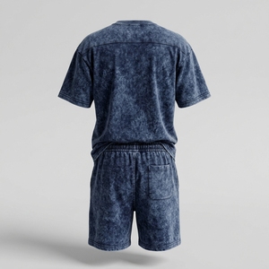 Ensemble short et t-shirt oversize délavé à l'acide pour l'été, avec broderie, style streetwear, couleurs personnalisées, impression de logo, service OEM - Product Image 3