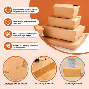 Boîte <span class=keywords><strong>à</strong></span> emporter en papier kraft, matériaux recyclés, étanche, conteneur alimentaire jetable en vrac, couvercle sécurisé, boîte <span class=keywords><strong>à</strong></span> lunch, emballage pour restaurant - Product Image 3