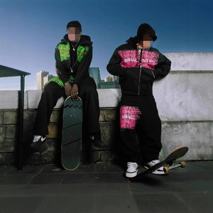 Sudadera con capucha personalizada de 450 GSM, chándal holgado unisex con cremallera completa, conjunto de entrenamiento de marca, pantalones grandes para <span class=keywords><strong>adolescentes</strong></span>, traje de sudoración para correr y hacer ejercicio. - Product Image 1