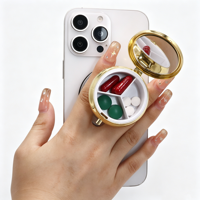 Support de téléphone magnétique pliable 2-en-1 innovant et personnalisé avec boîte à pilules intégrée en matériau magnétique pour téléphone portable