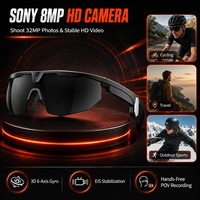 Lunettes Intelligentes avec Caméra HD et Audio Ouvert pour Musique Sans Fil, Lunettes de Soleil Sportives pour la Conduite et le Cyclisme, Traduction en Temps Réel