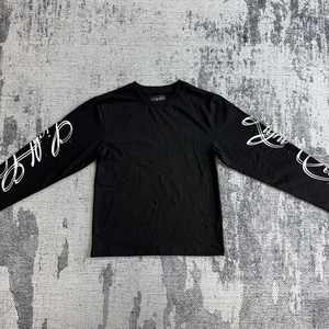 Áo thun nam tay dài in hình theo yêu cầu MT1430, chất liệu 100% cotton, kiểu dáng rộng, tay áo trễ vai, trơn, áo thun oversize, áo thun đính đá thời trang - Product Image 1