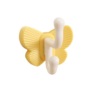 Butterfly Shape Double Hook Wall Mount Storage Rack For Clothes Towel Drying No <b>Drill</b> Required 3kg Load ABS Material - Product Image 1