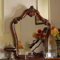 Grande coiffeuse en bois sculpté de style provincial français de 51 pouces avec tabouret et miroir, table de toilette traditionnelle en bois massif pour chambre à coucher