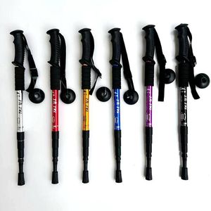 Bastones de Trekking de Aleación de Aluminio Ultraligeros con Absorción de Impactos, Telescópicos de 4 Secciones, con Mango en T Recto/Curvo para Actividades al Aire Libre - Product Image 4