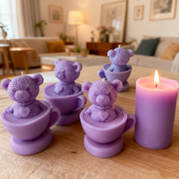 Bougies oursons personnalisées, mignonnes, parfumées, fleurs, marguerites, oursons roses, cadeaux d'anniversaire pour baptême
