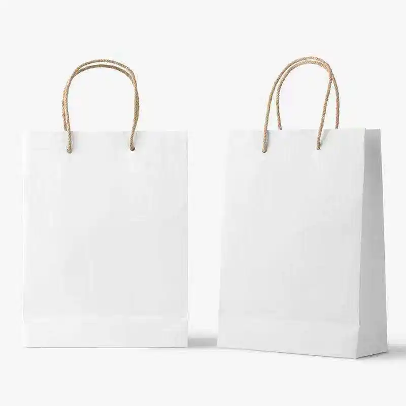 Eco Friendly Customizable Logo Portable Pure Color Craft Paper Bags With Your Own Logo