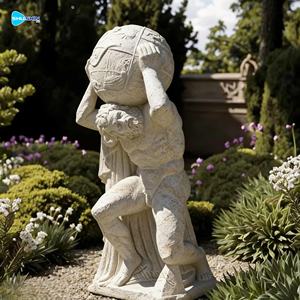 تمثال أطلس روماني كلاسيكي بالحجم الطبيعي من الرخام الأبيض يحمل الأرض - Product Image 3