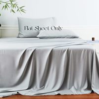 Draps plats en viscose de bambou, uniques, luxueux, doux et rafraîchissants pour les personnes ayant chaud la nuit, gris soyeux et respirant, taille King