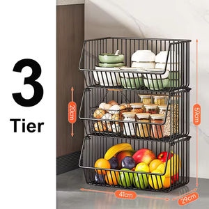 Étagère <span class=keywords><strong>de</strong></span> rangement murale pliable <span class=keywords><strong>à</strong></span> 5 niveaux en métal pour cuisine avec étagères rotatives et paniers <span class=keywords><strong>à</strong></span> <span class=keywords><strong>roulettes</strong></span> pour l'organisation des légumes - Product Image 5