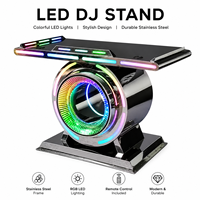 Table de DJ incurvée à LED, console de contrôle de luxe en acier inoxydable, support miroir infini RGB pour hôtel, club, fête, pub