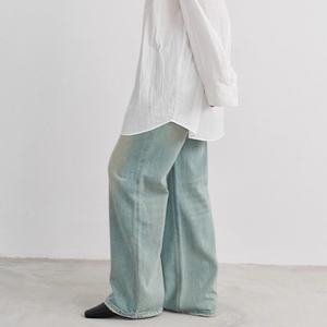 Wholesale 100% Cotton Boot Cut <b>Vintage</b> Slightly Stretch Soft Loose Distressed Decoration Hem Men's <b>Jeans</b> - Product Image 4