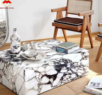Nordique moderne Rectangle forme salon décor à la maison Base basse italien luxe Calacatta alto marbre Table basse haut