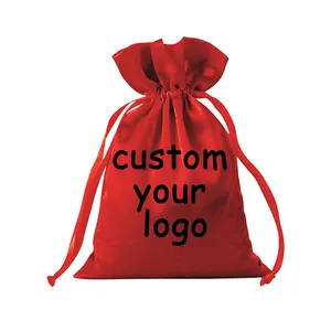 Wholesale organza Gift Bags Customised Logo Yarn Soft Silk Satin Bags Reusable lingerie ring red satin bag 3 x 4