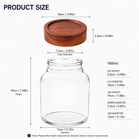Bocal en verre transparent avec couvercle en bois, hermétique, pour huile d'olive, noix, céréales, aliments secs, organisateur de cuisine - Vente en gros usine