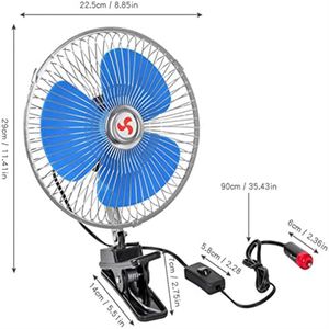 Electric <b>Car</b> & Vehicle Fan 12/24V Portable Low Noise Strong Wind <b>Clip</b> Touch Control Blue Home Office Use Modern Design Powerful - Product Image 2