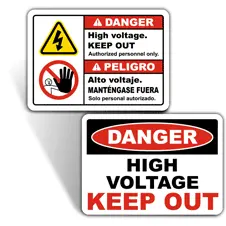 Señales de seguridad eléctricas y símbolos, señales de metal de alta tensión