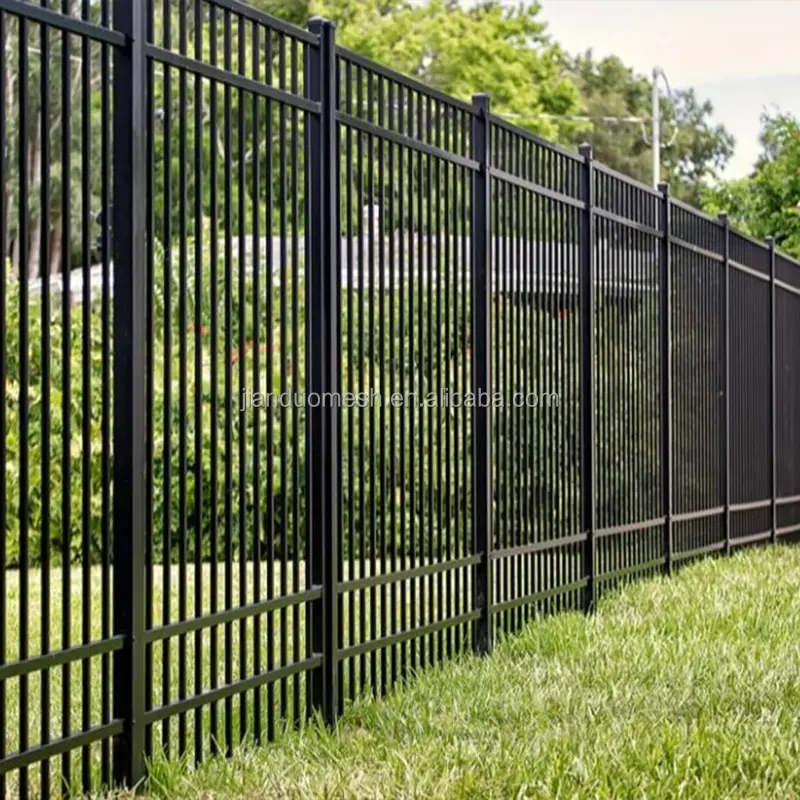 10x7 portão e cerca em ferro forjado preto