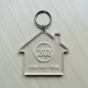 Promocional al por mayor personalizado a granel transparente holográfica lindo Hogar dulce nuevo hogar forma llaveros acrílico llaveros - Product Image 4